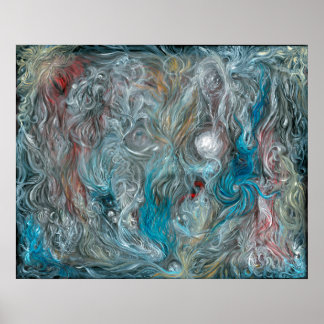 blue abstract oil on linen by Toby Mikle 2015 Poster