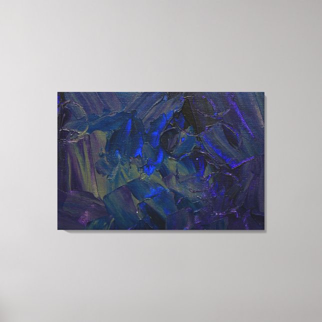 Blue Abstract Oil Paint Art Canvas Print (Front)