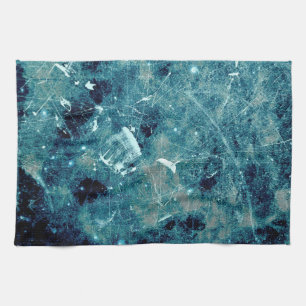 Blue abstract paint grunge style digital art kitchen towel