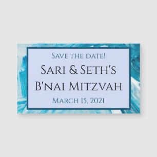 Blue Abstract Paint Save the Date Magnet