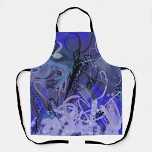 Blue abstract painting apron