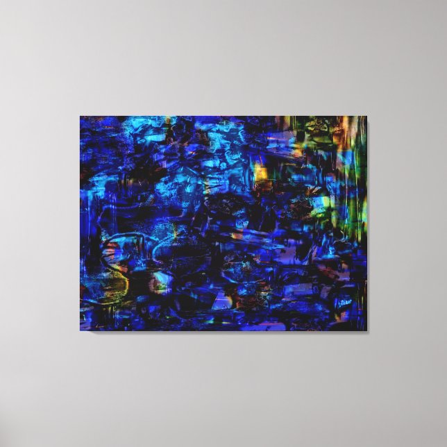 Blue abstract  painting canvas print (Front)