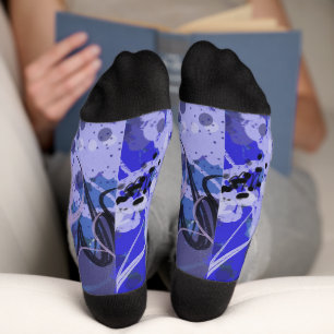 Blue abstract painting socks