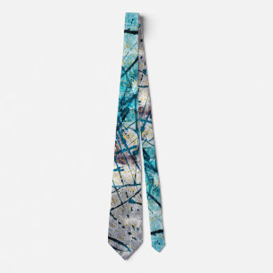 Blue abstract painting strokes tie
