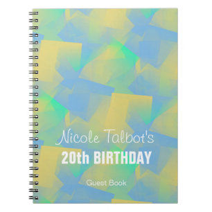 Blue Abstract pastel 20th Birthday Guest Book 3