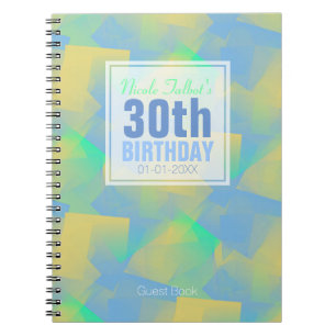 Blue Abstract pastel 30th Birthday Guest Book 3a