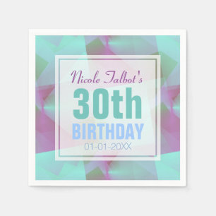 Blue Abstract pastel 30th Birthday Paper Napkins