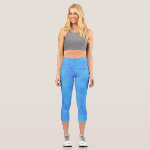 Blue Abstract Pattern Capri Leggings