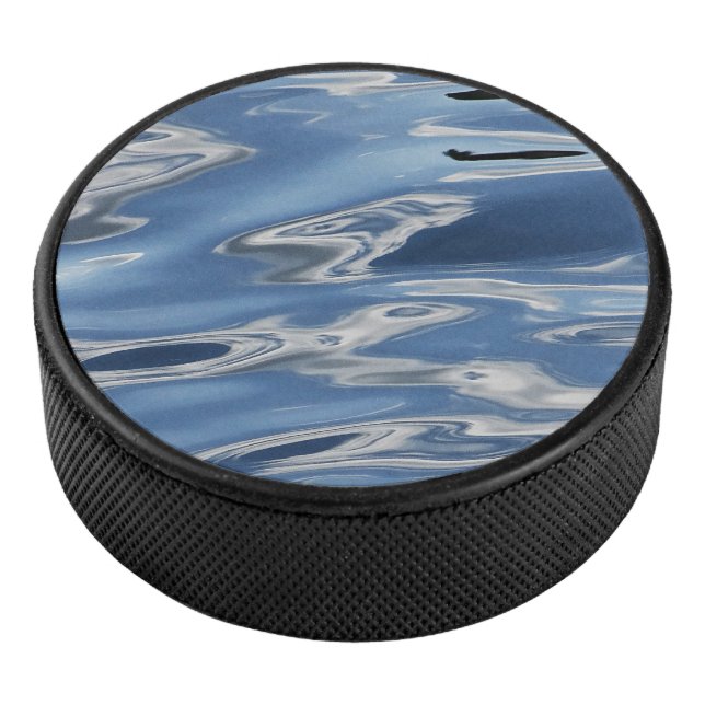 Blue abstract pattern hockey puck (3/4)