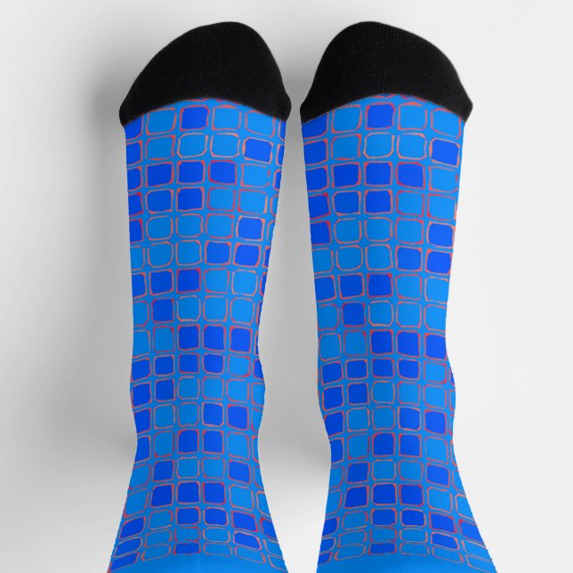 Blue Abstract Pattern  Square  Socks (Top)