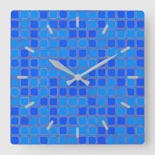 Blue Abstract Pattern  Square Wall Clock