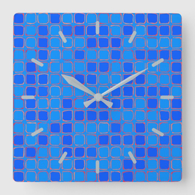 Blue Abstract Pattern  Square Wall Clock (Front)