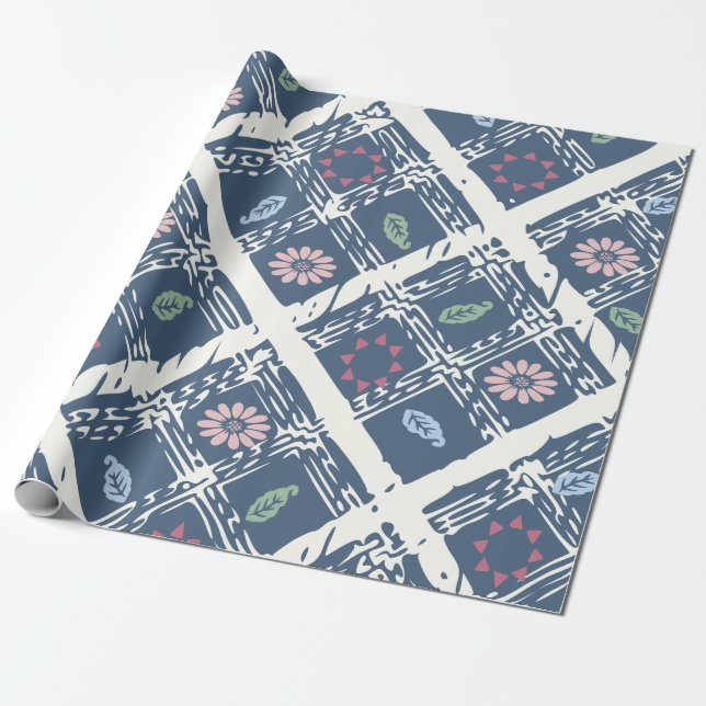 Blue Abstract Pattern Wrapping Paper (Unrolled)