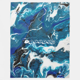 Blue Abstract Personalized Fleece Throw Blanket