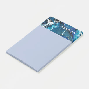 Blue Abstract Personalized Post it Note 4x6