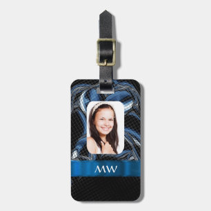 Blue abstract photo template luggage tag