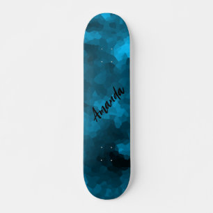 Blue abstract polygonal background  skateboard