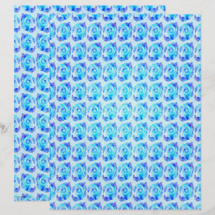 Blue Abstract Roses Scrapbook Paper 2-Sided Page
