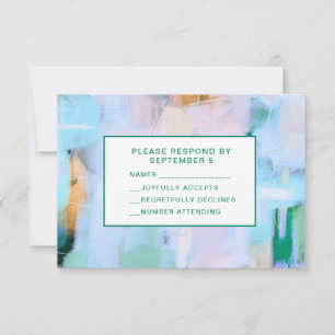 Blue Abstract RSVP Card Boho Colourful