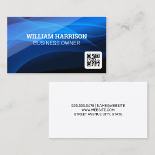 Blue Abstract Shapes QR Code Business Card