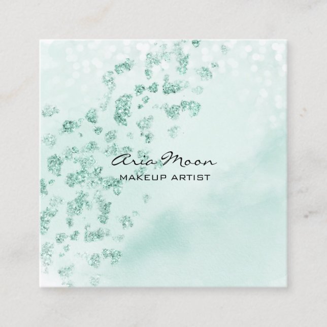  Blue Abstract Square Business Card (Front)