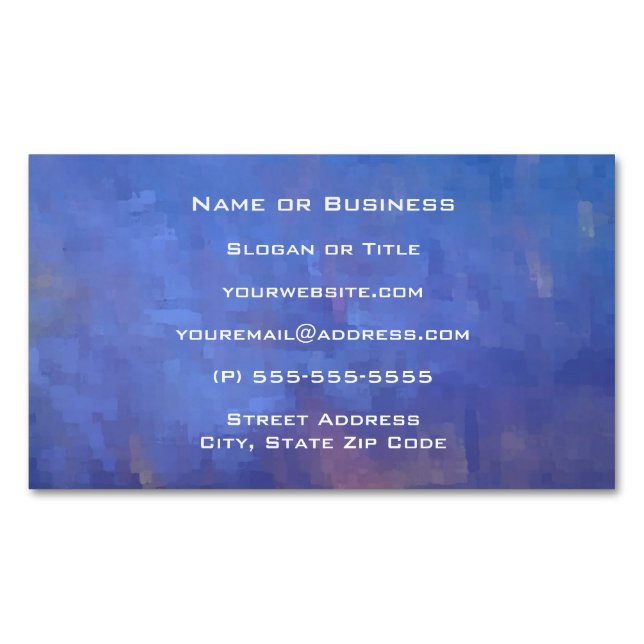 Blue Abstract Squares Design Magnetic Business Card (Front)
