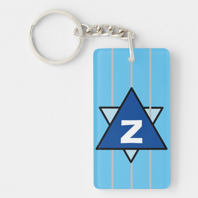 Blue Abstract Star Monogram Keychain (Front)