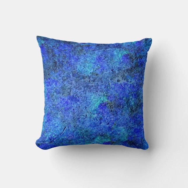 Blue Abstract Stone Painting - Abstract Fine Art Throw Pillow (Front)