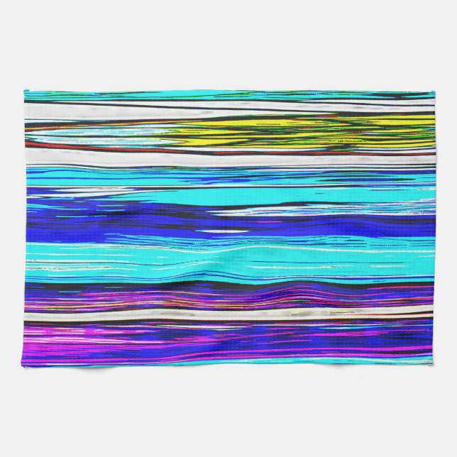 Blue Abstract Stripes 606 Kitchen Towel (Horizontal)