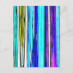 Blue Abstract Stripes 606 Postcard