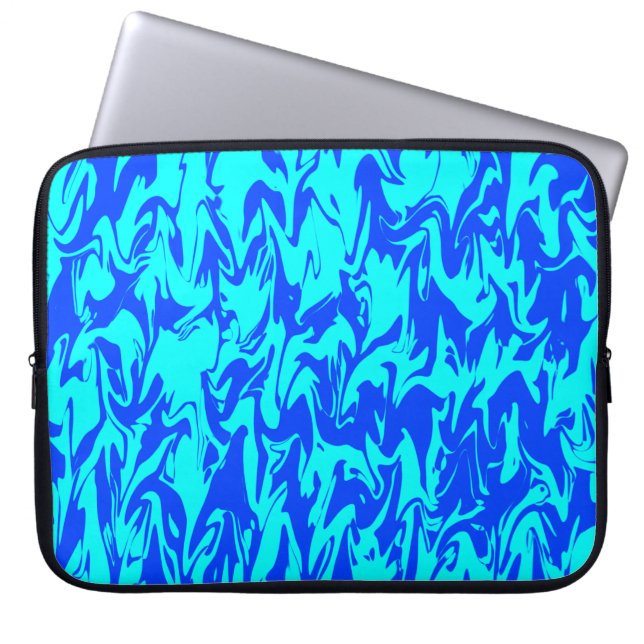 Blue Abstract Swirl Laptop Sleeve (Front)