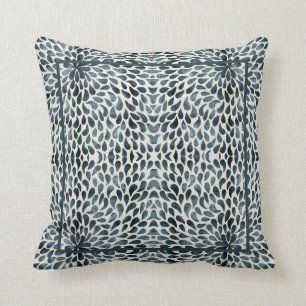 Blue Abstract Tear Drop Shapes Pattern Accent Throw Pillow