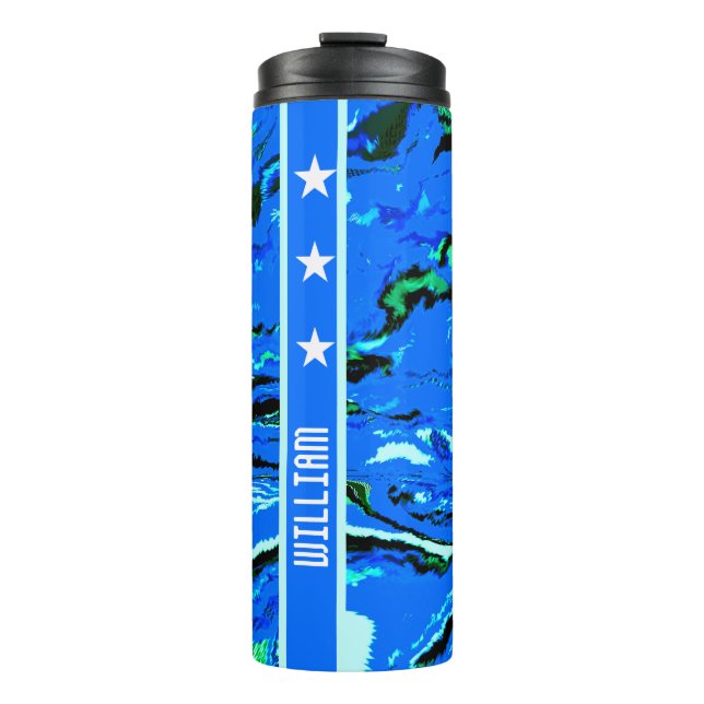 Blue abstract thermal tumbler (Front)