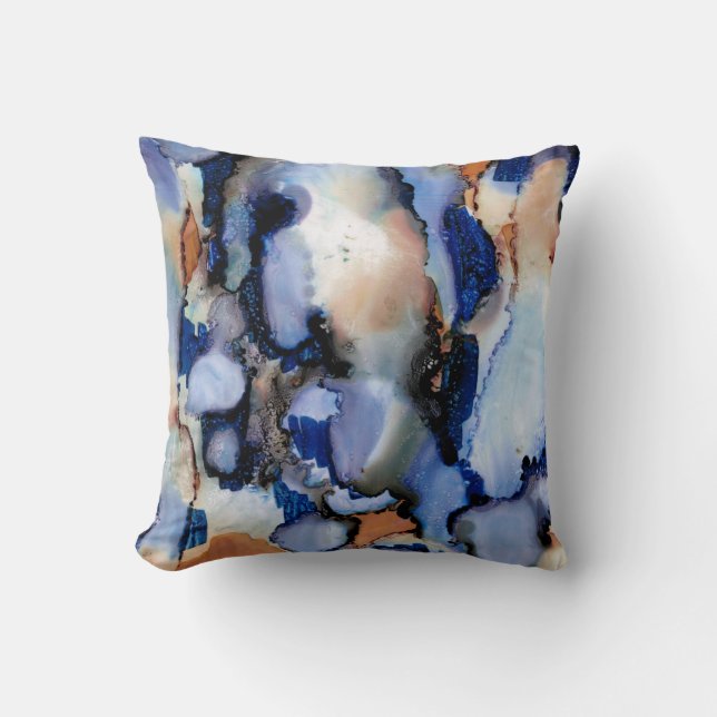 Blue Abstract Throw Pillow (Front)