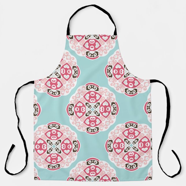 Blue abstract tiles: cute vintage. apron (Front)