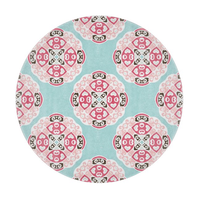 Blue abstract tiles: cute vintage. cutting board (Front)