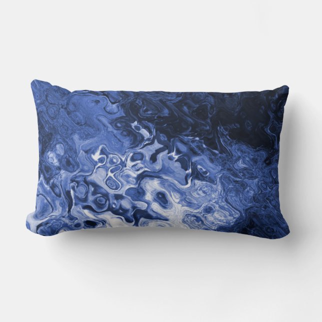 Blue Abstract Tree Art Lumbar Pillow (Front)