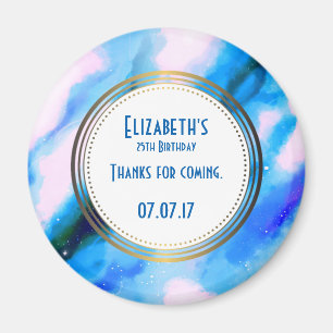Blue Abstract W/ Gold Circle Birthday Thank You Magnet