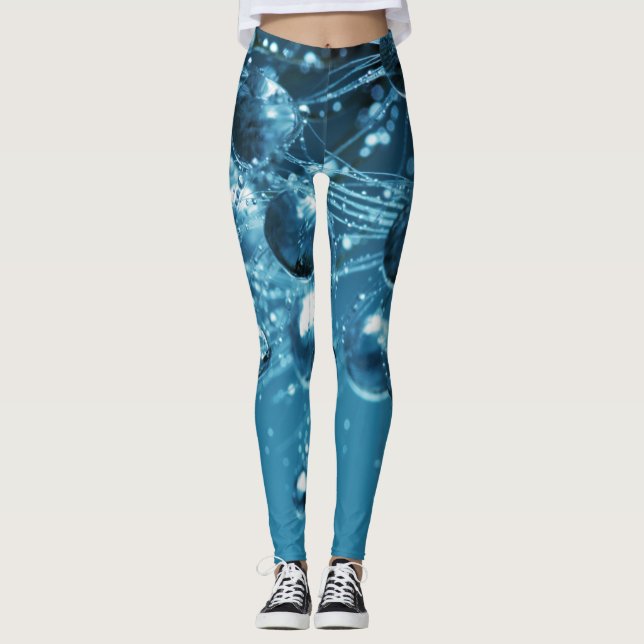 Blue Abstract Water Droplet  Leggings (Front)