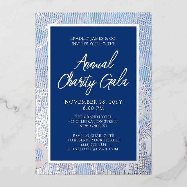 Blue Abstract Watercolor Charity Event Gala Party (Front)