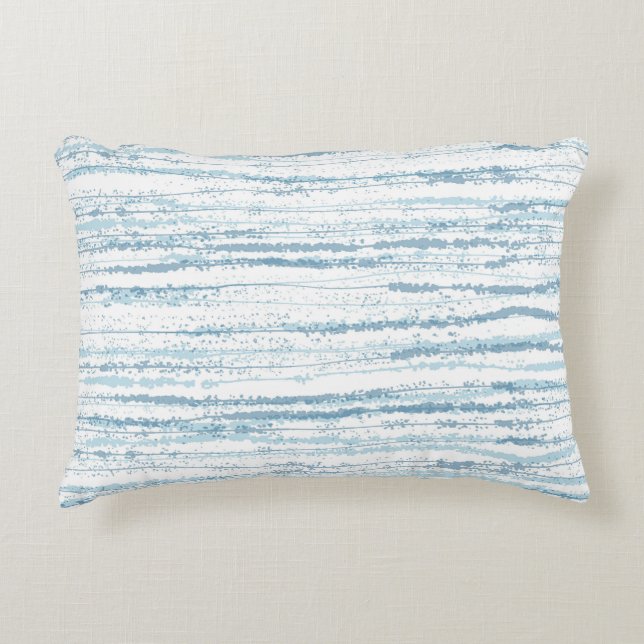 Blue Abstract Watercolor Lines Accent Pillow (Front)