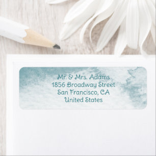 Blue Abstract Watercolor PreAddressed Return Label