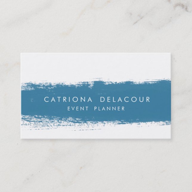 Blue Abstract Watercolor Splash Business Card (Front)