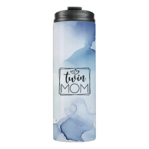 Blue Abstract Watercolor Twin Mom Thermal Tumbler
