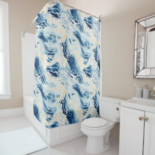 Blue Abstract Waves Beach Pattern