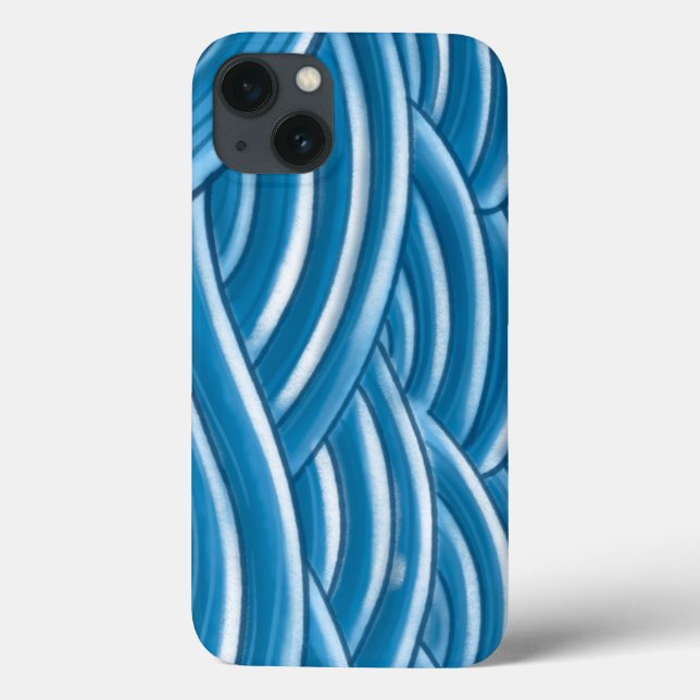 Blue Abstract Waves & Flowing Lines Pattern Phone  Case-Mate iPhone Case (Back)