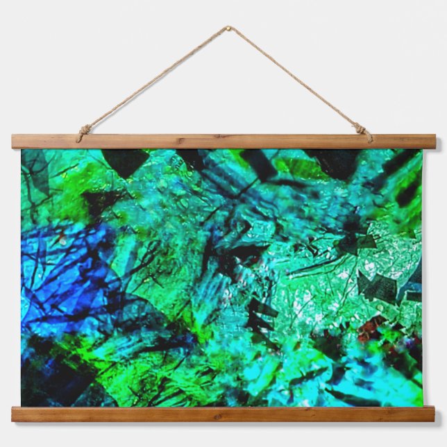 Blue abstract Wood Topped Wall Tapestry,Calm blue  Hanging Tapestry (Front)