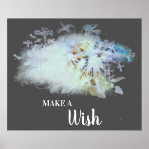 *~* Blue AbstractDANDELION Make A Wish Poster