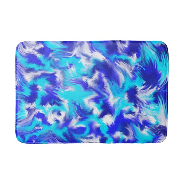Blue abstracted bath mat (Front)