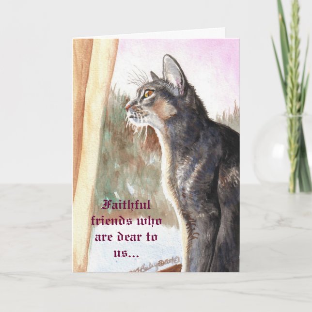 Blue Abyssinian "Faithful Friends" Christmas Card (Front)
